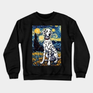 Dalmatian Dog Breed Painting in a Van Gogh Starry Night Art Style Crewneck Sweatshirt